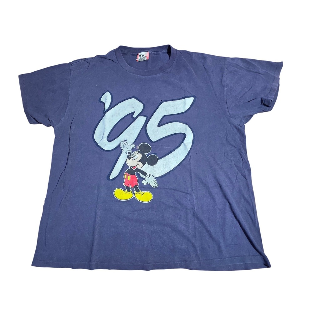 Vintage 1995 Disney Mickey Mouse T-Shirt XL Walt Disney World Made in USA Navy